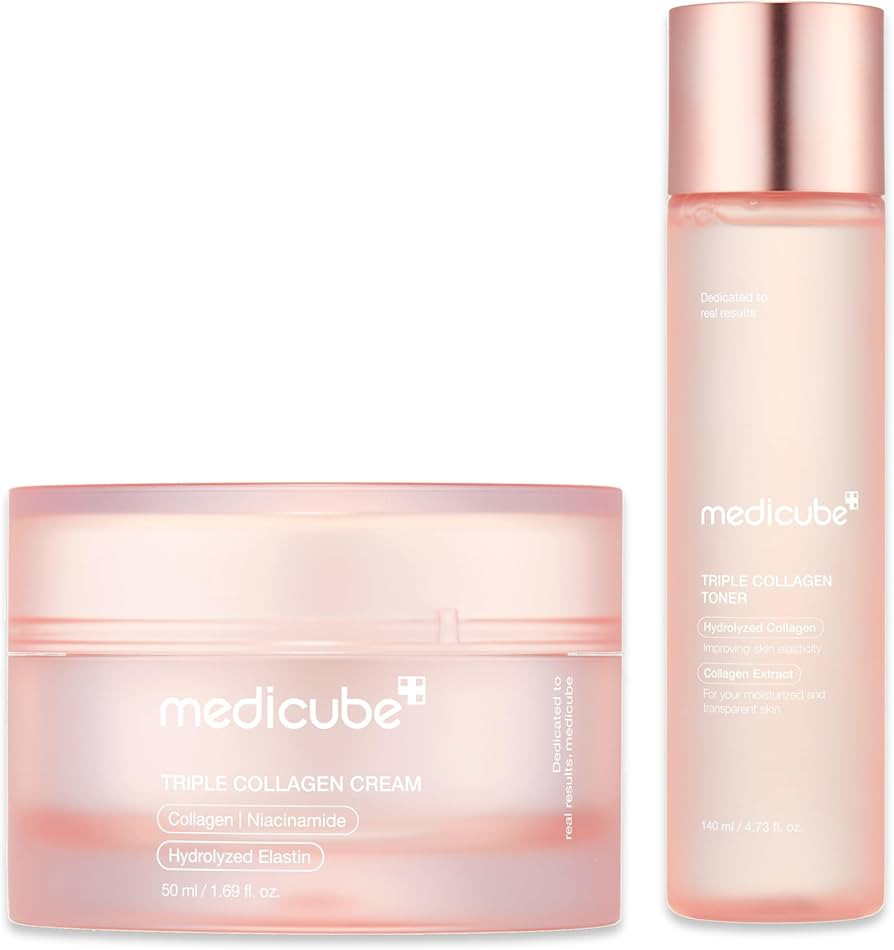 medicube Triple Collagen Prep and Glow Duo: Triple Collagen Cream and Triple Collagen Toner | Hya... | Amazon (US)