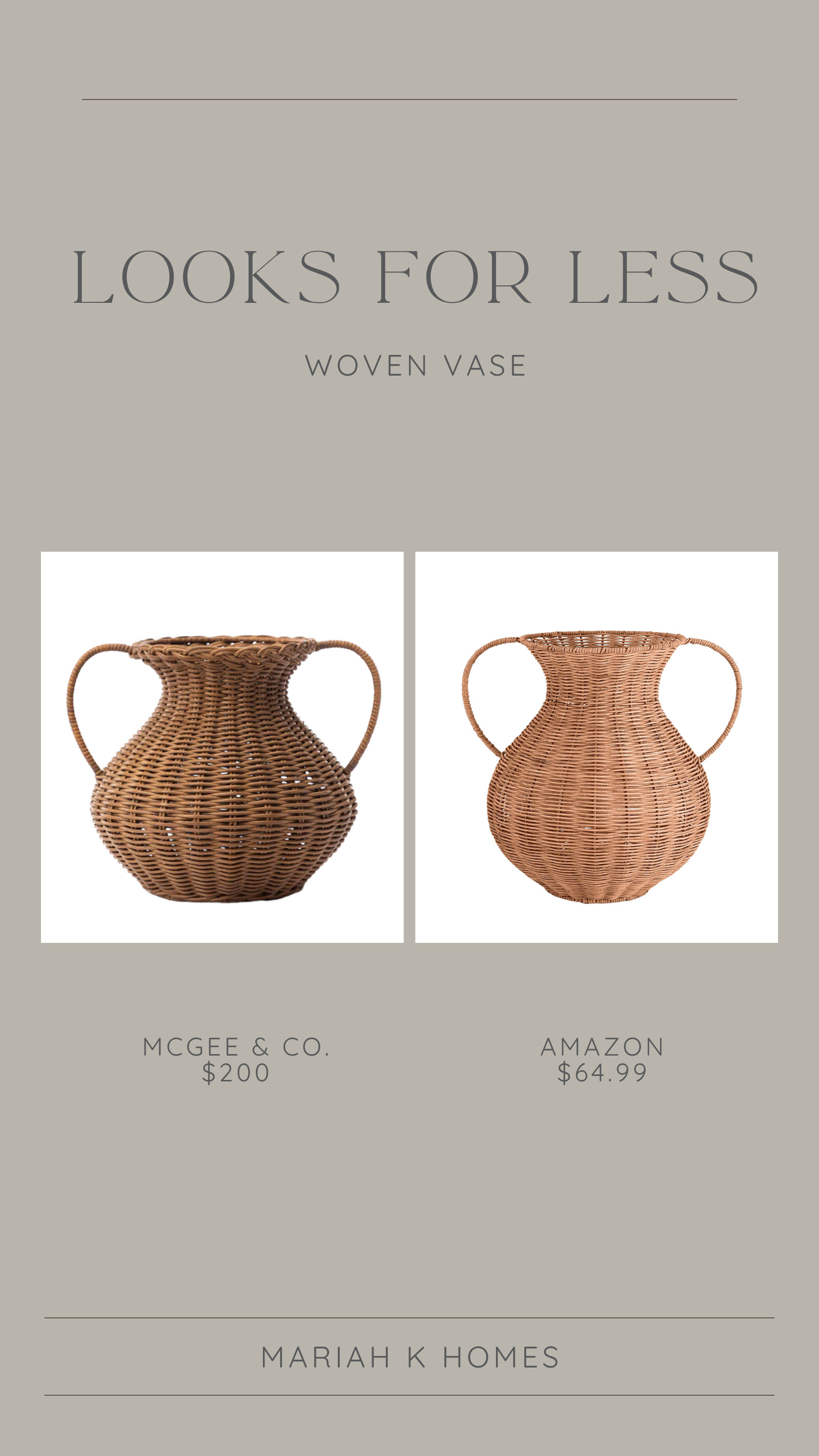 
This McGee & Co. vase has been a bestseller for years, and I can absolutely see why! It has that beautiful, textured, collected look that instantly elevates a space. It’s definitely a splurge, so I rounded up a gorgeous alternative that give you the same look for less. #McGeeAndCo #McGeeAndCoFinds #WovenVase #VaseDecor #HomeDecorFinds #DesignerLookForLess #NeutralHomeDecor #mariahkoehle #mariahkhomes #socialagentcircle #expluxury #exprealty 

 #LTKHome #LTKSaleAlert