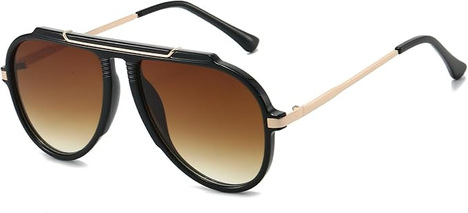EYLRIM Oversized Retro Aviator Sunglasses for Women Men 70s Trendy Gold Metal Sun Glasses Pilot S... | Amazon (US)