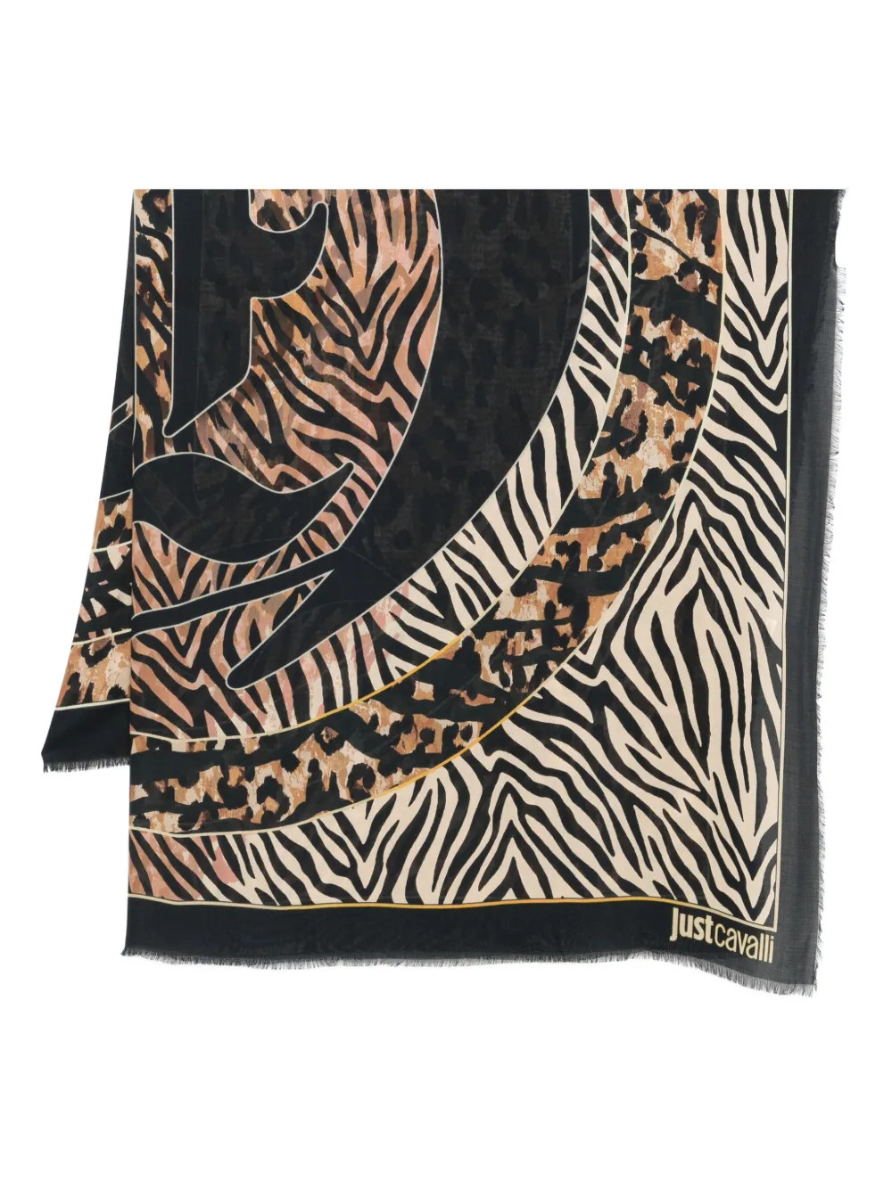 Just Cavalli animal-print Fringed Scarf | Black | FARFETCH | Farfetch Global