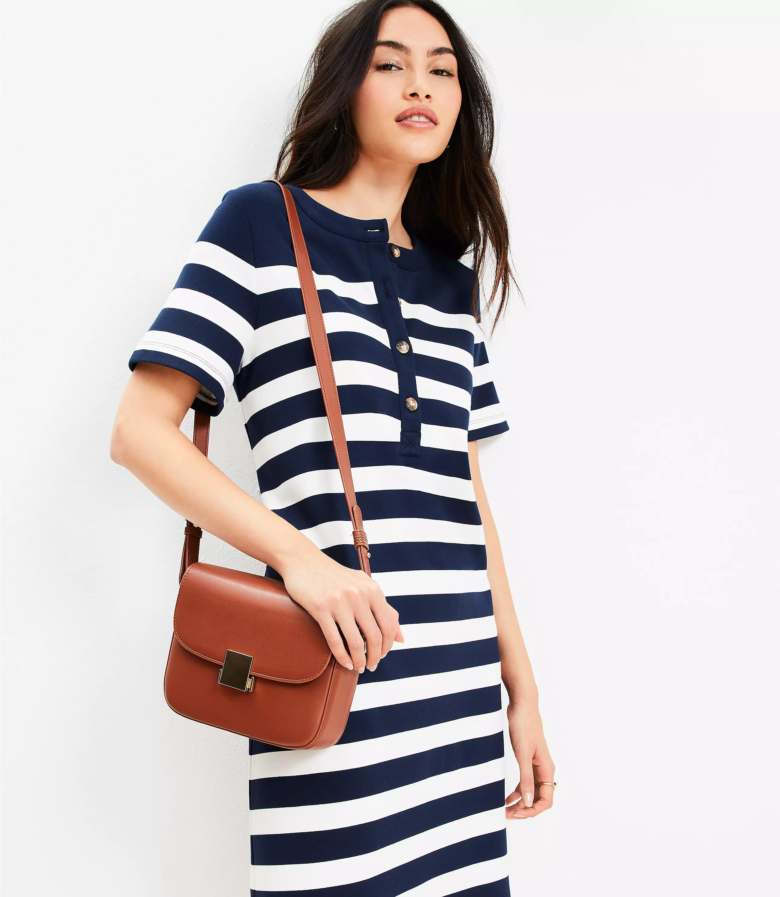 Striped Ponte Mini Dress | LOFT