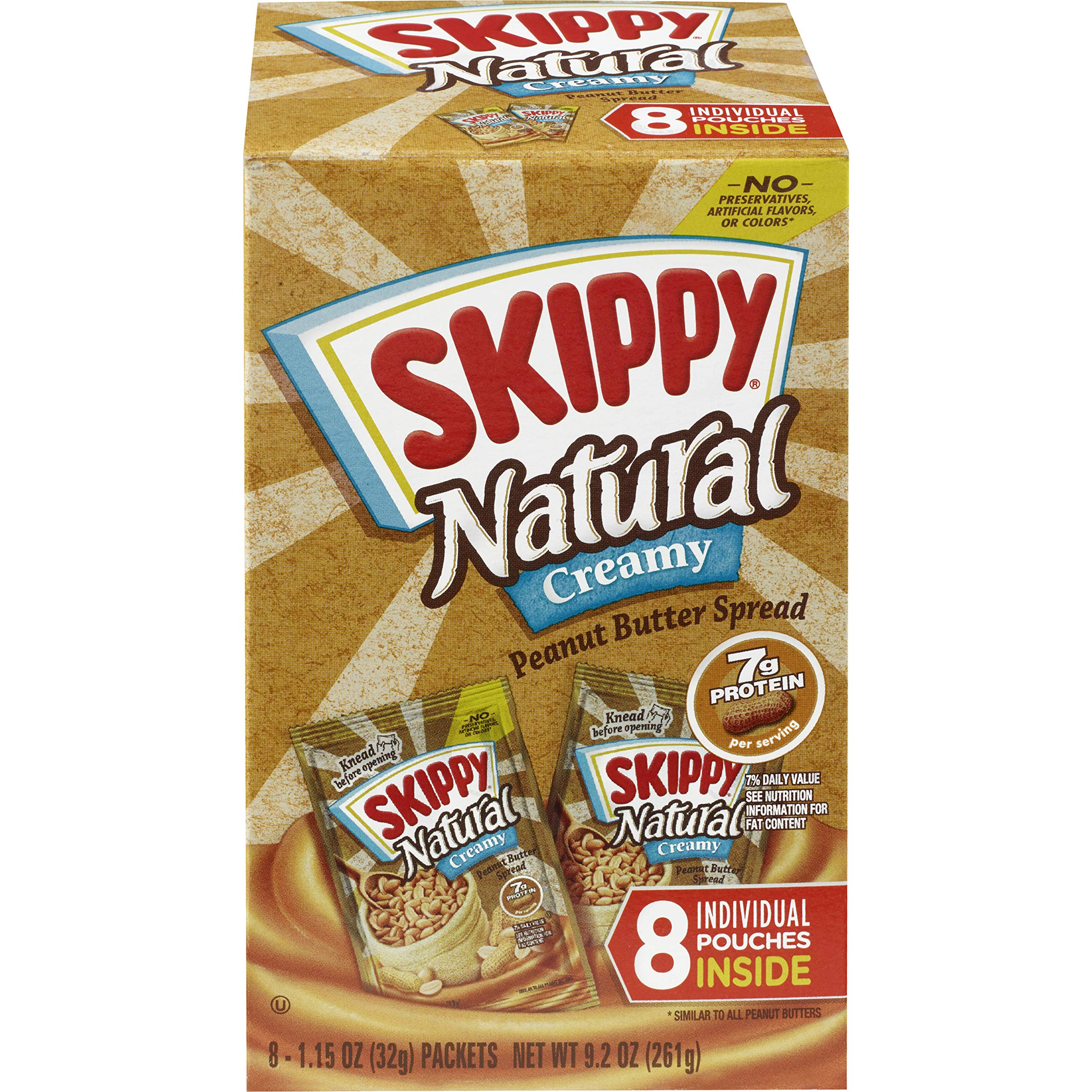 SKIPPY Natural Creamy Peanut Butter Spread Individual Squeeze Packs, 1.15 Ounce (Pack of 64) | Amazon (US)