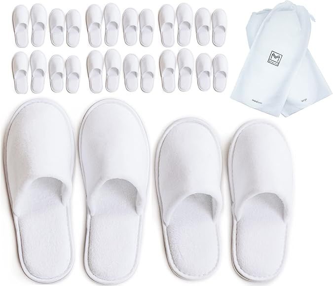 MODLUX Spa Slippers - 12 Pairs of Cotton Velvet Closed Toe Slippers w/Travel Bags – Thick, Soft... | Amazon (US)