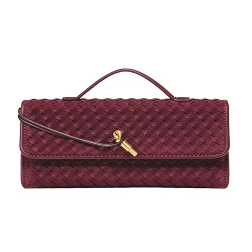 JYG Suede Woven Handbag for Women Wine Red Evening Shoulder Bag Casual Clutch Purse Crossbody Satchel with Metal Buckle 2025 | Amazon (US)