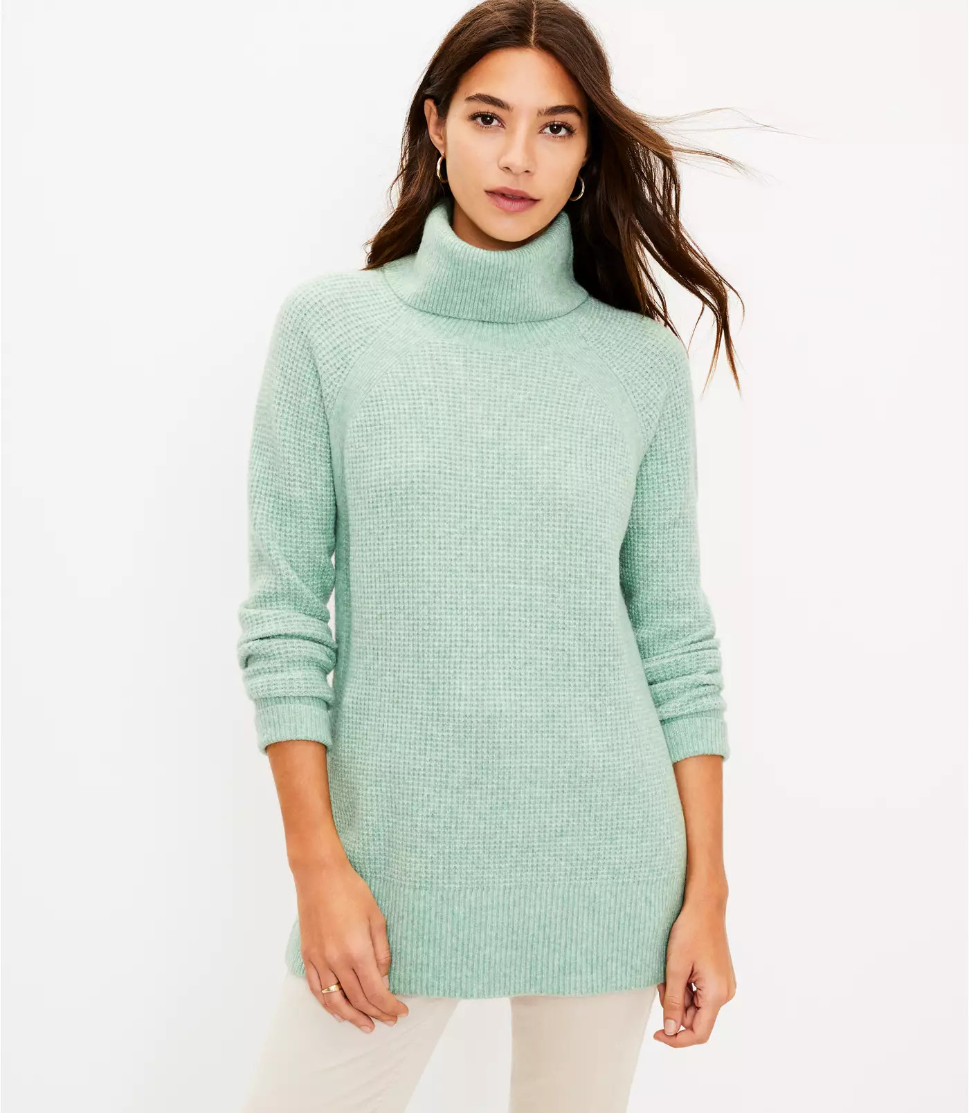 Waffle Cowl Neck Tunic Sweater | LOFT | LOFT
