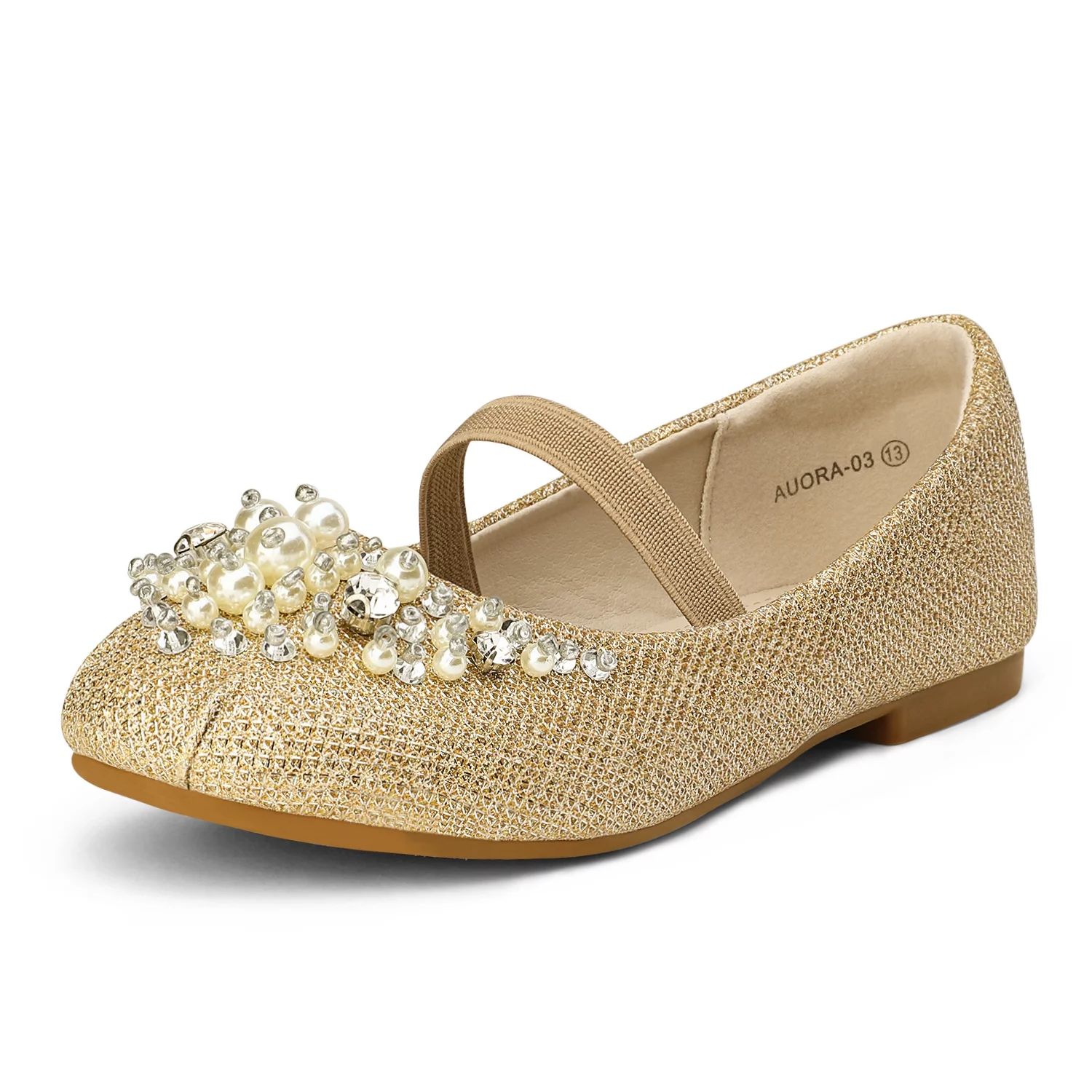 Dream Pairs Kids Girls Mary Jane Princess Flats Wedding Party Shoes AURORA-03 GOLD/GLITTER Size 9... | Walmart (US)