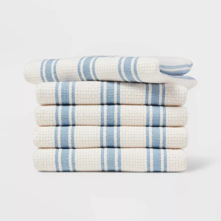 5pk Cotton Basketweave Striped Dishcloths - Threshold™ | Target