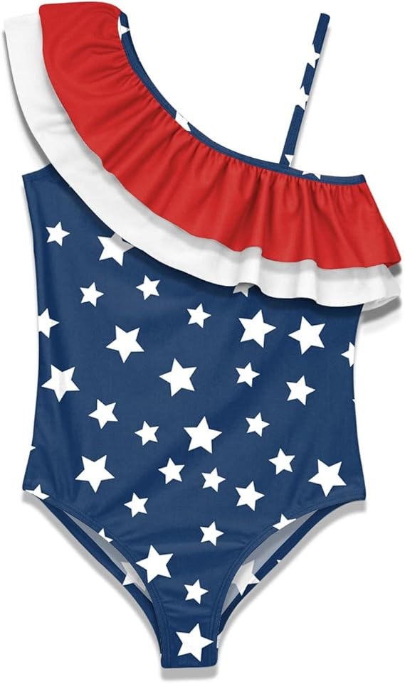 IIMMER Girls Ruffle One Shoulder Floral Bathing Suit One Piece Swimsuit 5-14 Years | Amazon (US)