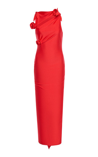 Asymmetric Rosette-Detailed Stretch-Satin Gown | Moda Operandi (Global)