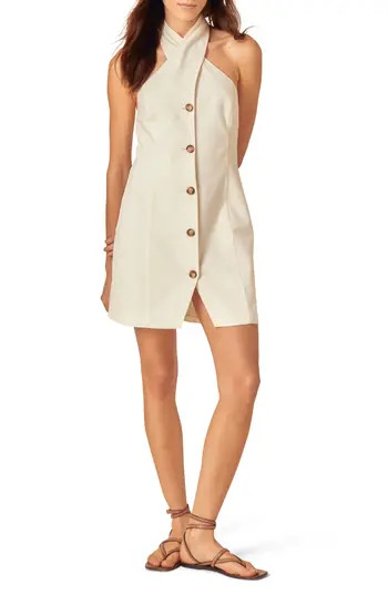 Nobody's Child Gio Organic Cotton & Linen Halter Minidress in Off White at Nordstrom Rack, Size 14 | Nordstrom Rack
