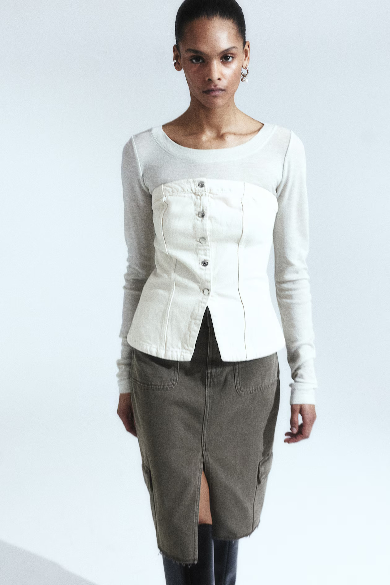 Bandeau-Top aus Denim - Cremefarben - Ladies | H&M AT | H&M (DE, AT, CH, NL, FI)