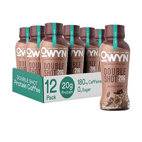 OWYN Only What You Need Double Shot Dairy Free Keto Protein Coffee Shake, Mocha, 0g Sugar, 20g Plant Based Protein, 180mg Caffeine, Gluten & Soy Free, Non-GMO, Vegan (12 Pack, 12 Fl Oz Bottles) | Amazon (US)