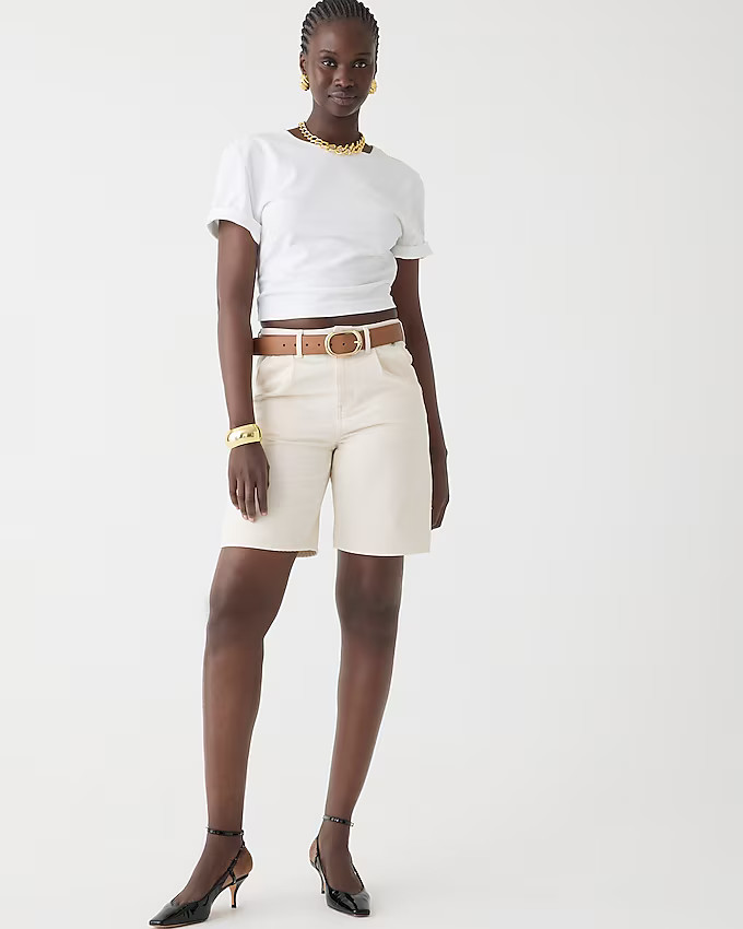 Midlength denim short in ecru | J. Crew US