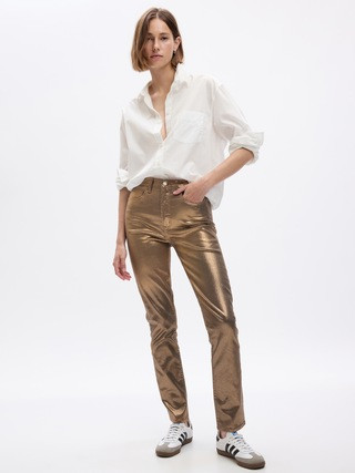 High Rise Metallic Vintage Slim Jeans | Gap (CA)