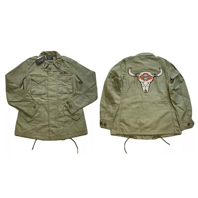 Polo Ralph Lauren Military Army Field Jacket Beaded Steer Head Olive Women’s L | eBay US