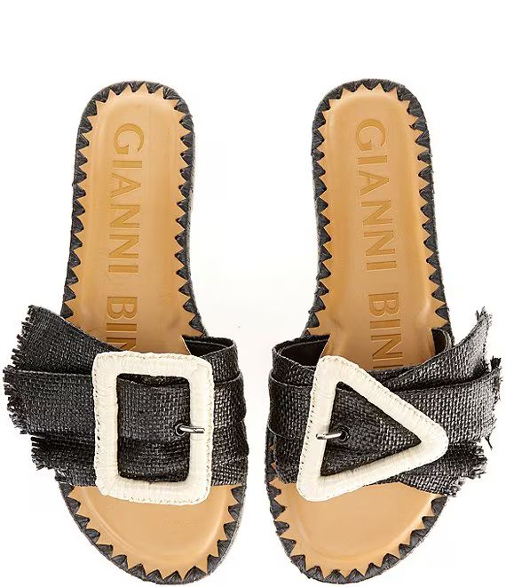 Jaxson Raffia Mismatched Buckle Flat Sandals | Dillard's