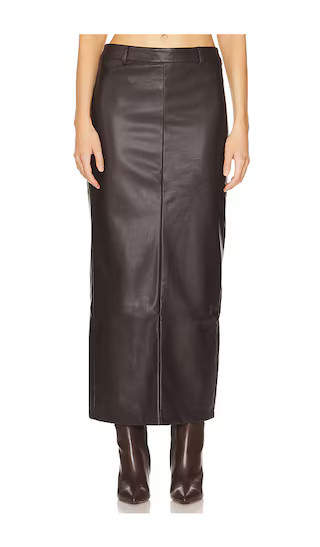 Kayla Faux Leather Skirt in Chocolate Brown | Revolve Clothing (Global)