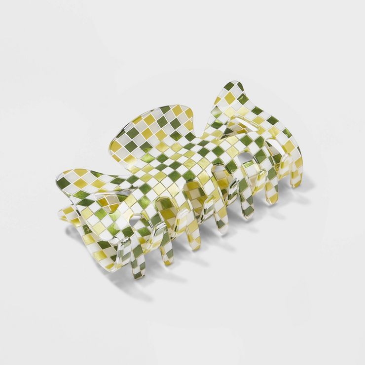 Jumbo Checkered Claw Hair Clip - Wild Fable™ Green | Target
