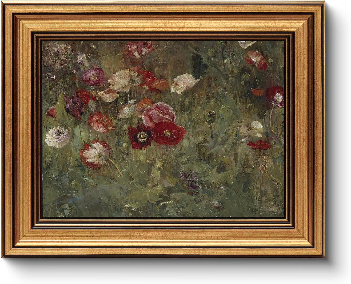 HUARCEY Gold Framed Canvas Wall Art Poppies Floral Prints, 8x10 Inch | Amazon (US)