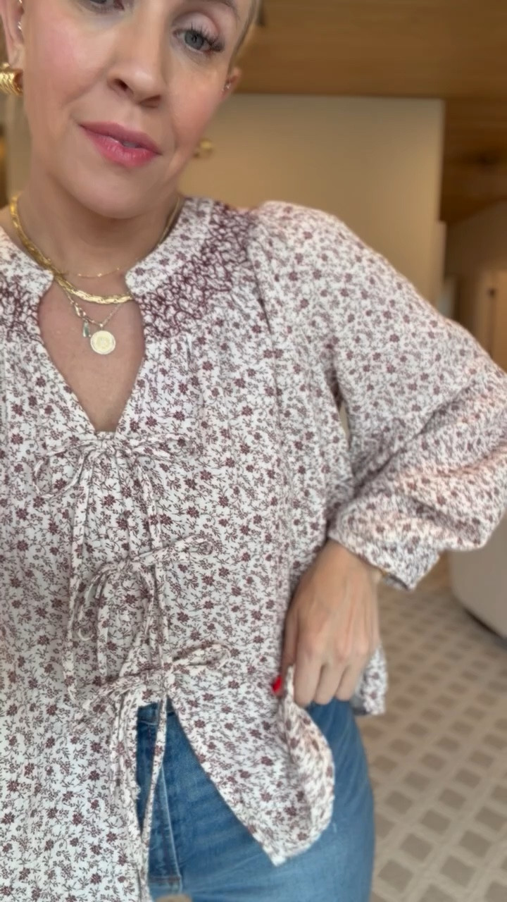 This top reminds me of something you would see at anthro! I sized up! 

#LTKFindsUnder50 #LTKFindsUnder100 #LTKootd