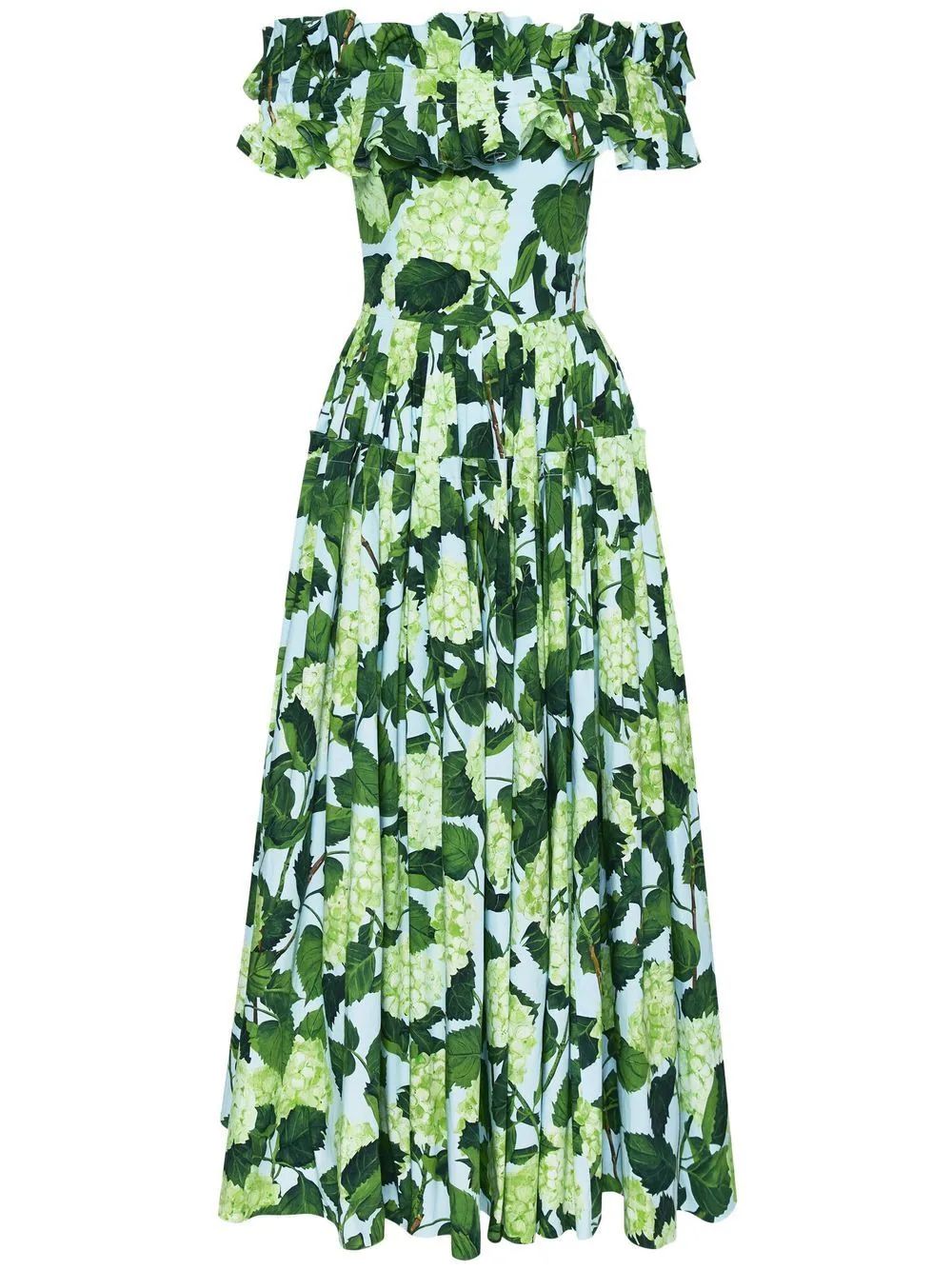 Oscar De La Renta floral-print drop-shoulder Midi Dress  - Farfetch | Farfetch Global