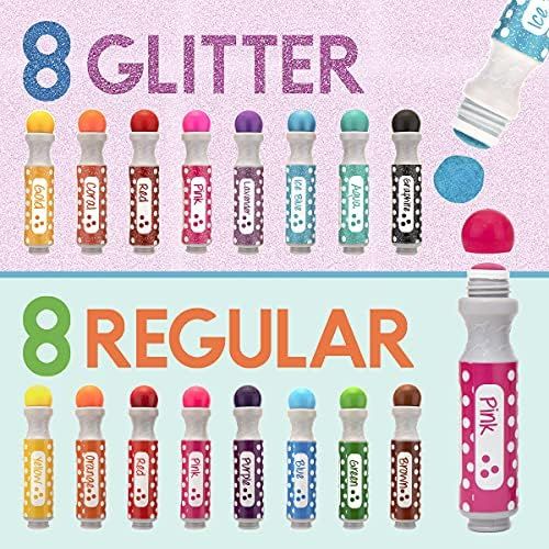 Washable Shimmer & Regular Dot Markers - 16 Pack With Downloadable Activity Sheets For Kids, Gift... | Amazon (US)