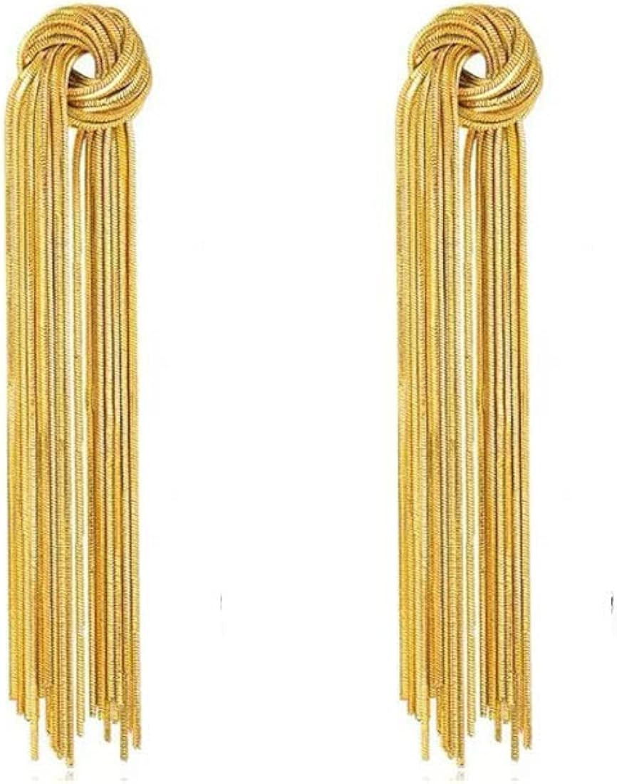 Long Tassel Earrings for Women Girls,18k Gold plated Chain Tassel Dangle Drop Earrings Delicate W... | Amazon (US)