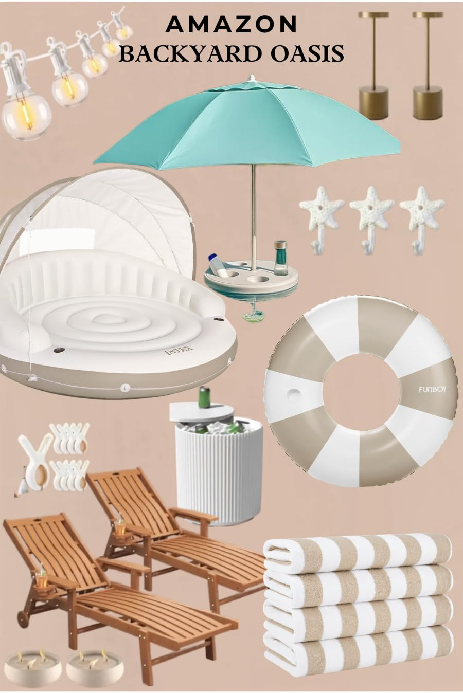 Your backyard makeover starts right here ☀️🤍

If you've been dreaming of creating the ultimate outdoor oasis, these Amazon finds are about to make it happen. Whether you have a large backyard, a cozy patio, a pool area, or a small outdoor space that needs a refresh, these pieces instantly make everything feel more elevated, inviting, and summer-ready.

And with Memorial Day sales happening now, it's the perfect time to upgrade your outdoor space before all the best finds sell out!

☀️ Scalloped Fringe Patio Umbrella
💡 Gold Cordless Table Lamps (Set of 2)
🫧 Blue & Pink Stripe Pool Floats
🛁 Blue Stripe Inflatable Pool Lounger
🪑 Teak Wood Chaise Loungers (Set of 2)
🧊 White Ribbed Outdoor Cooler & Side Table
🕯️ Floating Pool Candles
🌟 Starfish Wall Hooks (Set of 3)
🏖️ Brown & White Stripe Beach Towels
🔗 Pool Float Connectors
💡 Outdoor Edison String Lights

These are the kinds of pieces that make your backyard feel like a luxury resort without the luxury price tag. Save this post for your next outdoor refresh and tap the links below to shop your favorites before they're gone! ☀️🏖️✨

#amazonhome #amazonfinds #amazonfavorites #amazonoutdoor #amazonpatio #backyardoasis #backyarddecor #backyarddesign #backyardgoals #patiodecor #patioinspiration #outdoorliving #outdoordecor #outdoorfurniture #outdoorentertaining #poolside #pooldecor #poolday #summerdecor #summerhome #summerentertaining #coastaldecor #coastalhome #scallopumbrella #stringlights #outdoorlighting #teakfurniture #homedecor #homedesign #affordablehome #amazonmusthaves #amazondeals #backyardinspo #outdoorinspo #LTKHome #LTKSeasonal #LTKSaleAlert #LTKOver40 

 