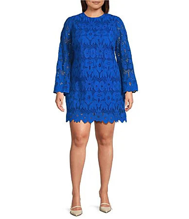 Layered With Love Plus Size Crochet Lace Long Bell Sleeve Mini Dress - 3X | Dillard's