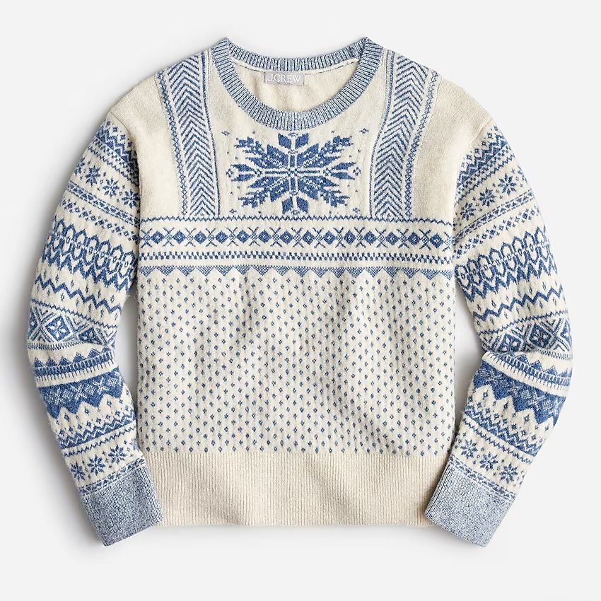 Fair Isle snowflake crewneck in Supersoft yarn | J.Crew US