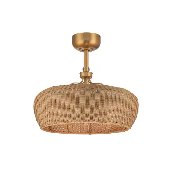 Maribel™ 22 inch Rattan Shade Ceiling Fan with Remote Control and Dimmable Lights - Aged Brass | Bed Bath & Beyond