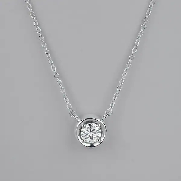 0.33 CTW DEW Round Moissanite Solitaire Pendant in Sterling Silver | Bed Bath & Beyond