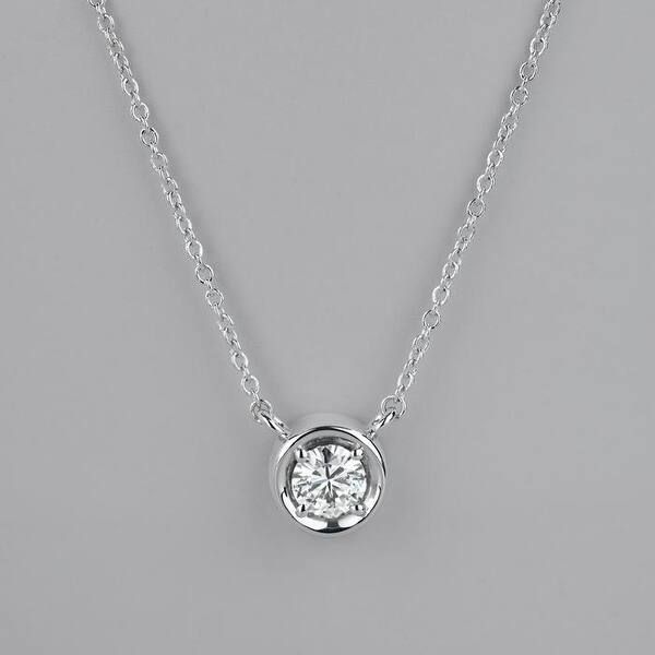 0.33 CTW DEW Round Moissanite Solitaire Pendant in Sterling Silver | Bed Bath & Beyond