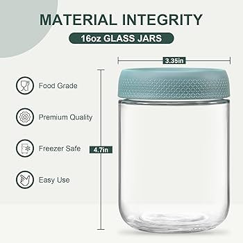NETANY 6-pack 16 oz Overnight Oats Containers with Lids, Glass jars with Airtight Lids, Wide mout... | Amazon (US)