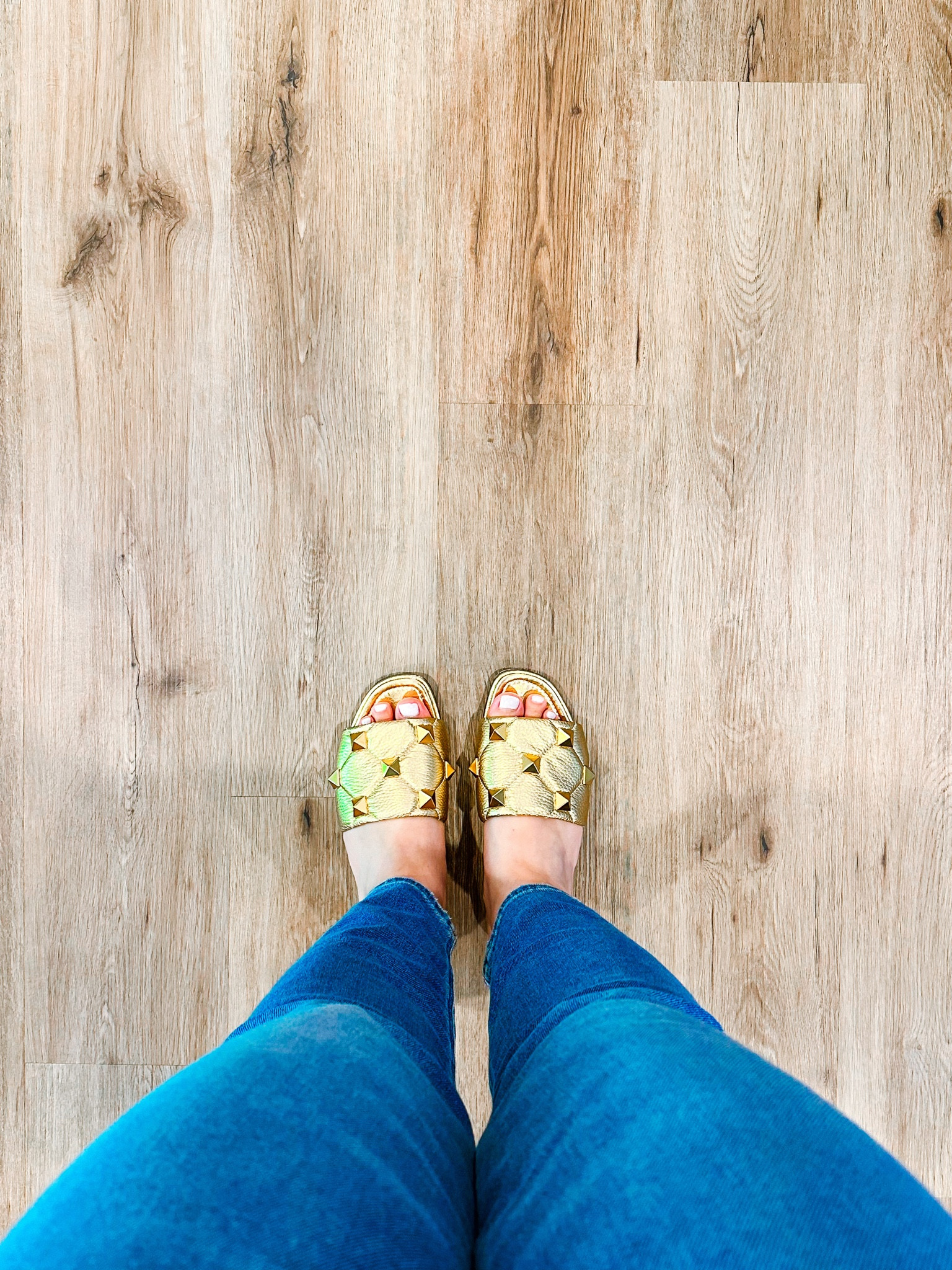 Shoe crush 😻 love my Valentino stud sandals in gold! 

#LTKSeasonal #LTKshoecrush #LTKunder50