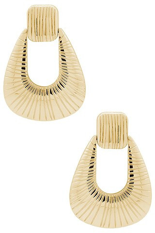 Ronny Kobo Striated Door Knocker Earring in Gold - Metallic Gold. Size all. | FWRD 
