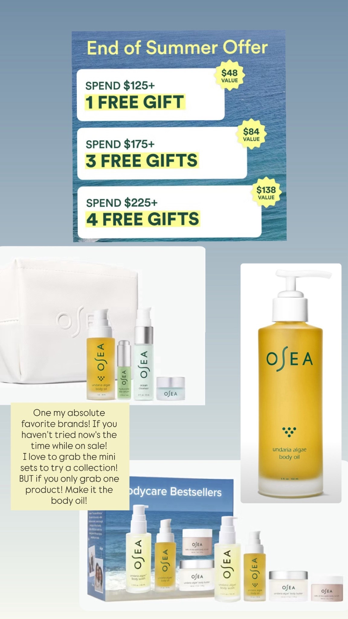 Osea skincare 
On sale Labor Day sale body oil 

#LTKSaleAlert #LTKBeauty #LTKStyleTip