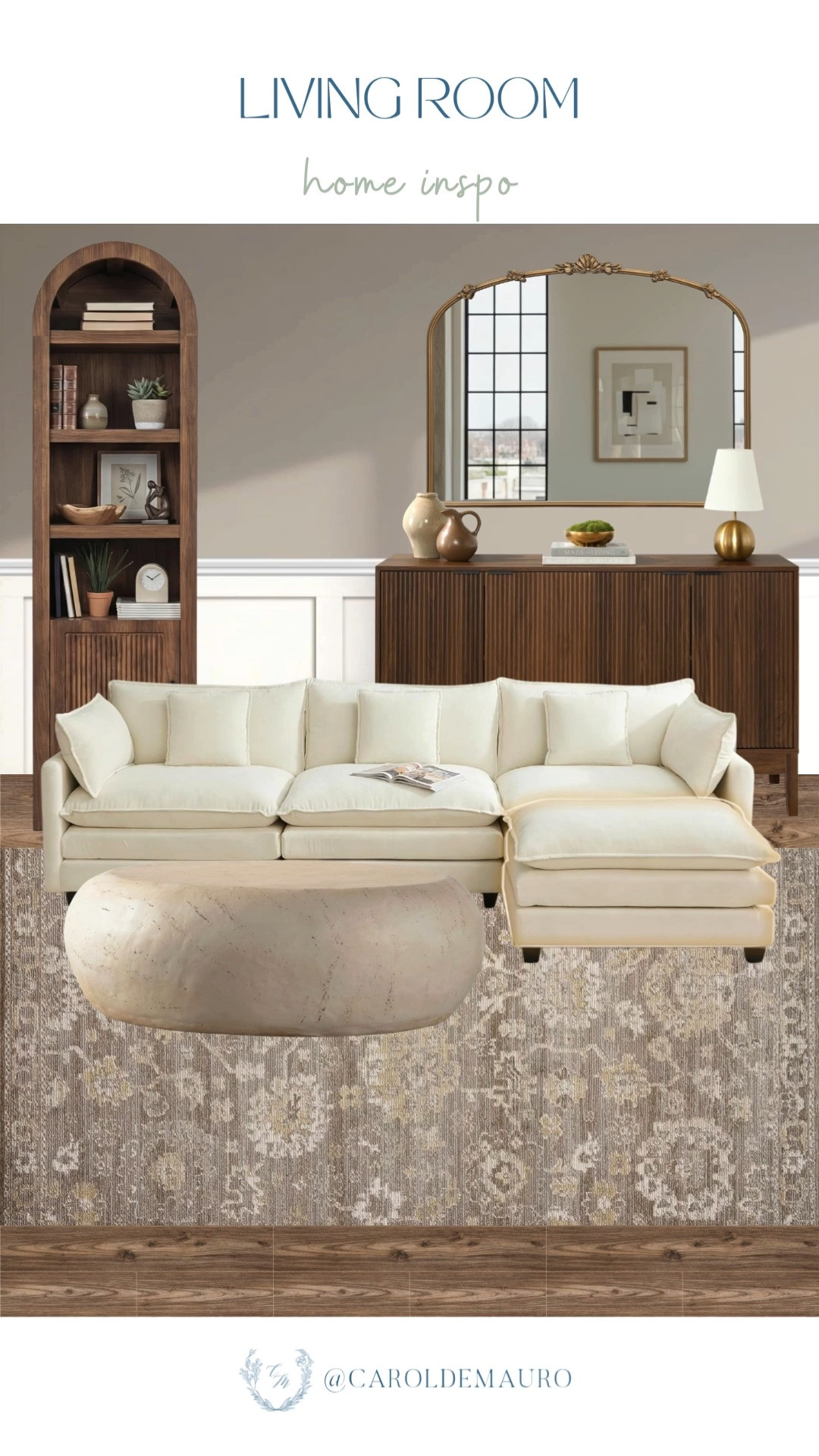 living room, home inspo, home decor, furniture finds, home styling, interior design, neutral home, classic design, vintage look, arch cabinet, arch wall mirror, console cabinet, sectional sofa, coffee table, neutral rug, table lamp

#LTKHome