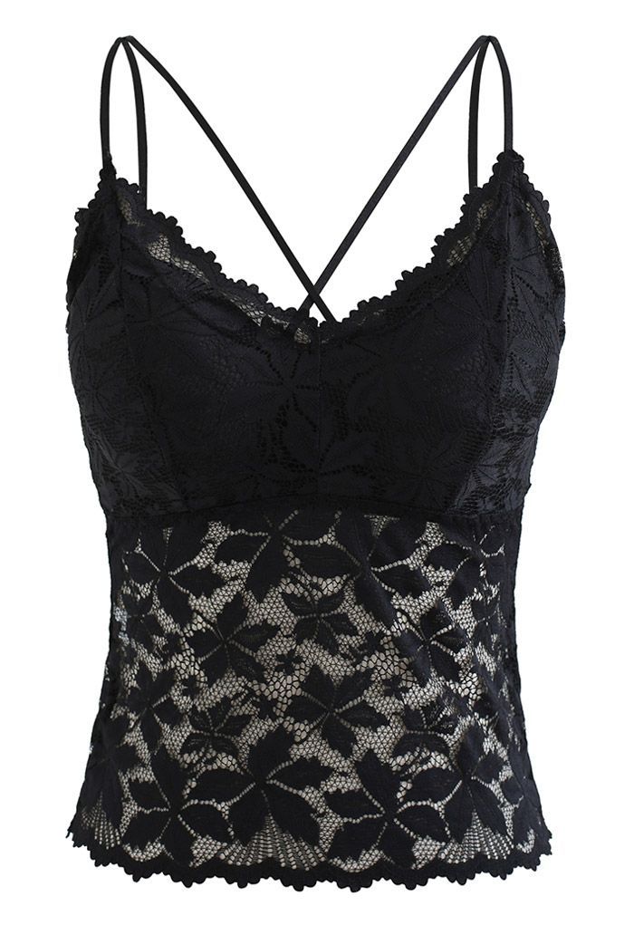 Blossom Lace Cami Bustier Top in Black | Chicwish