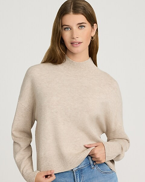 Ultrasoft Relaxed Heathered Mock Neck Sweater | Express