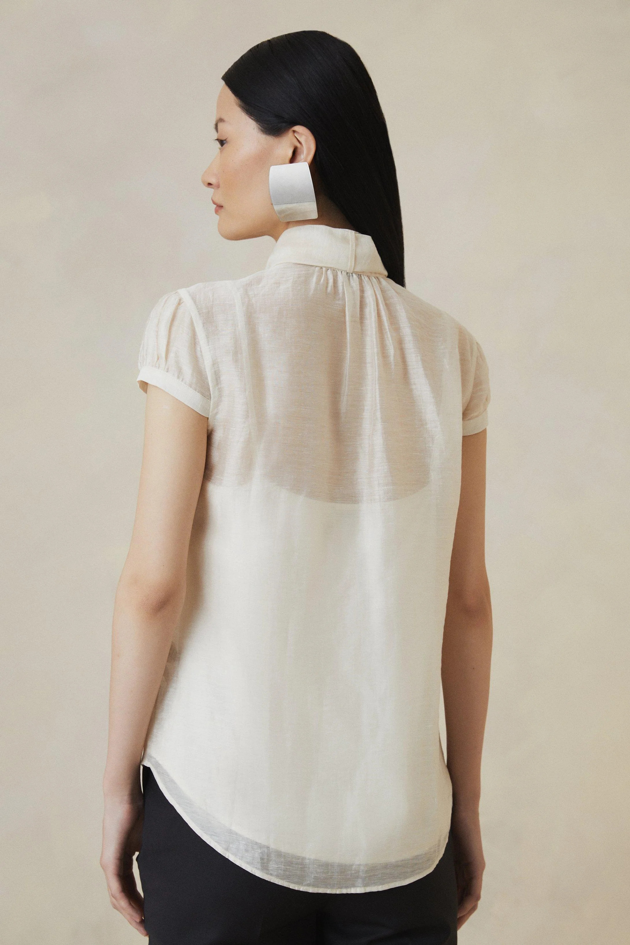 Organza Woven Tie Neck Blouse | Karen Millen UK + IE + DE + NL