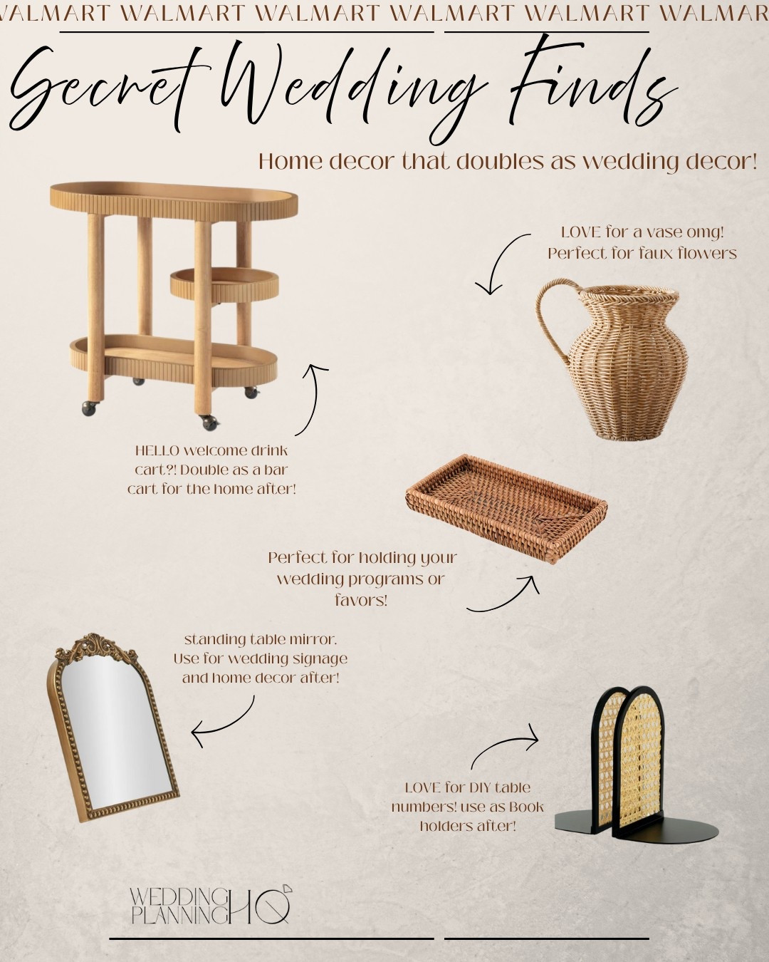 SECRET wedding decor from walmart! Wedding decor that doubles as home decor is the moveee! Love all of these items. Especially that bar cart👀🤩

#LTKHome #LTKWedding