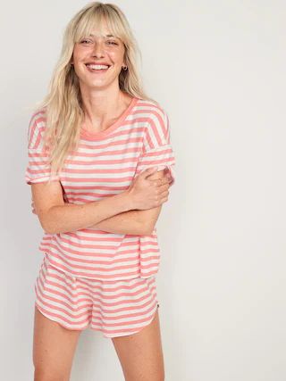 Sunday Sleep Pajama T-Shirt &#x26; Shorts Set for Women | Old Navy (US)