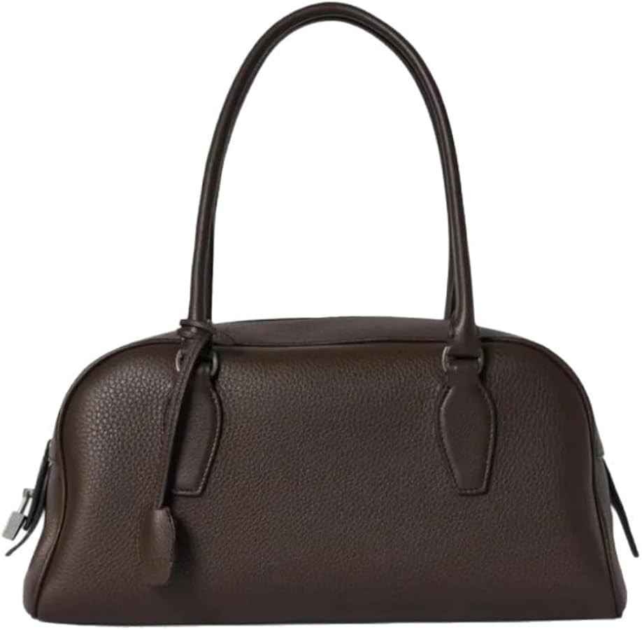 I-kenoyo Top Grain Leather Bowling Handbag for Women Designer TR Bag Tote E/W bag for Work Travel... | Amazon (US)