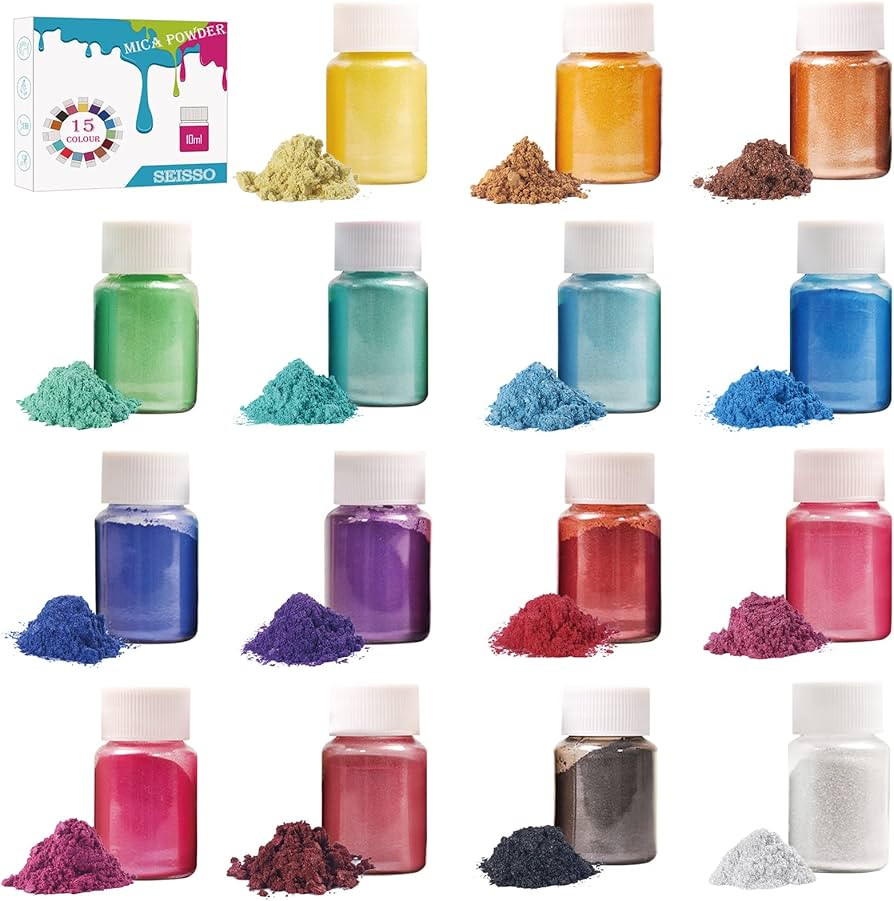 15 Bottles Slime Pigment, Mica Powder for Soap Making, Resin Color Pigments, Mica Powder for Cand... | Amazon (US)