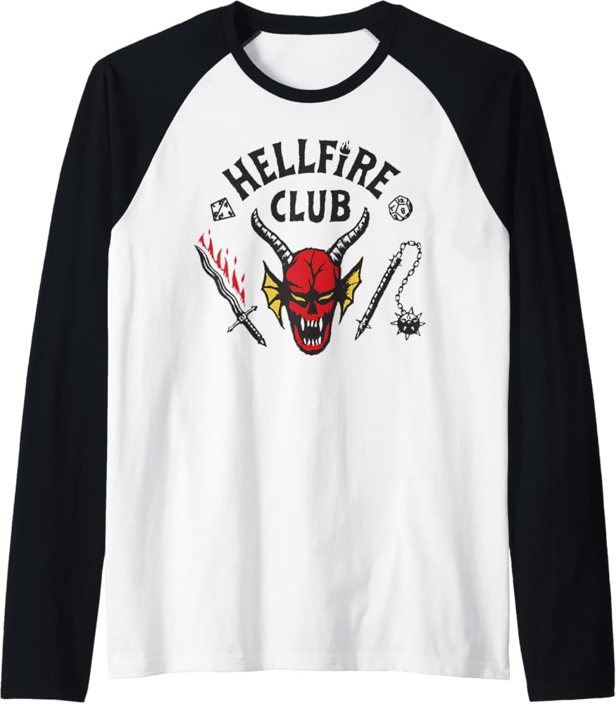 Stranger Things 4 Hellfire Club Logo Raglan Baseball Tee | Amazon (US)