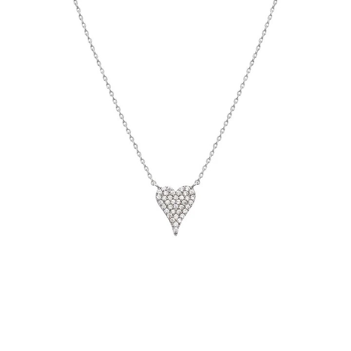Pave CZ Elongated Heart Necklace | Adina Eden