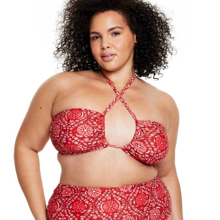 Women's Zinnia Floral Print Bandeau Halter Bikini Top - RHODE x Target Red | Target