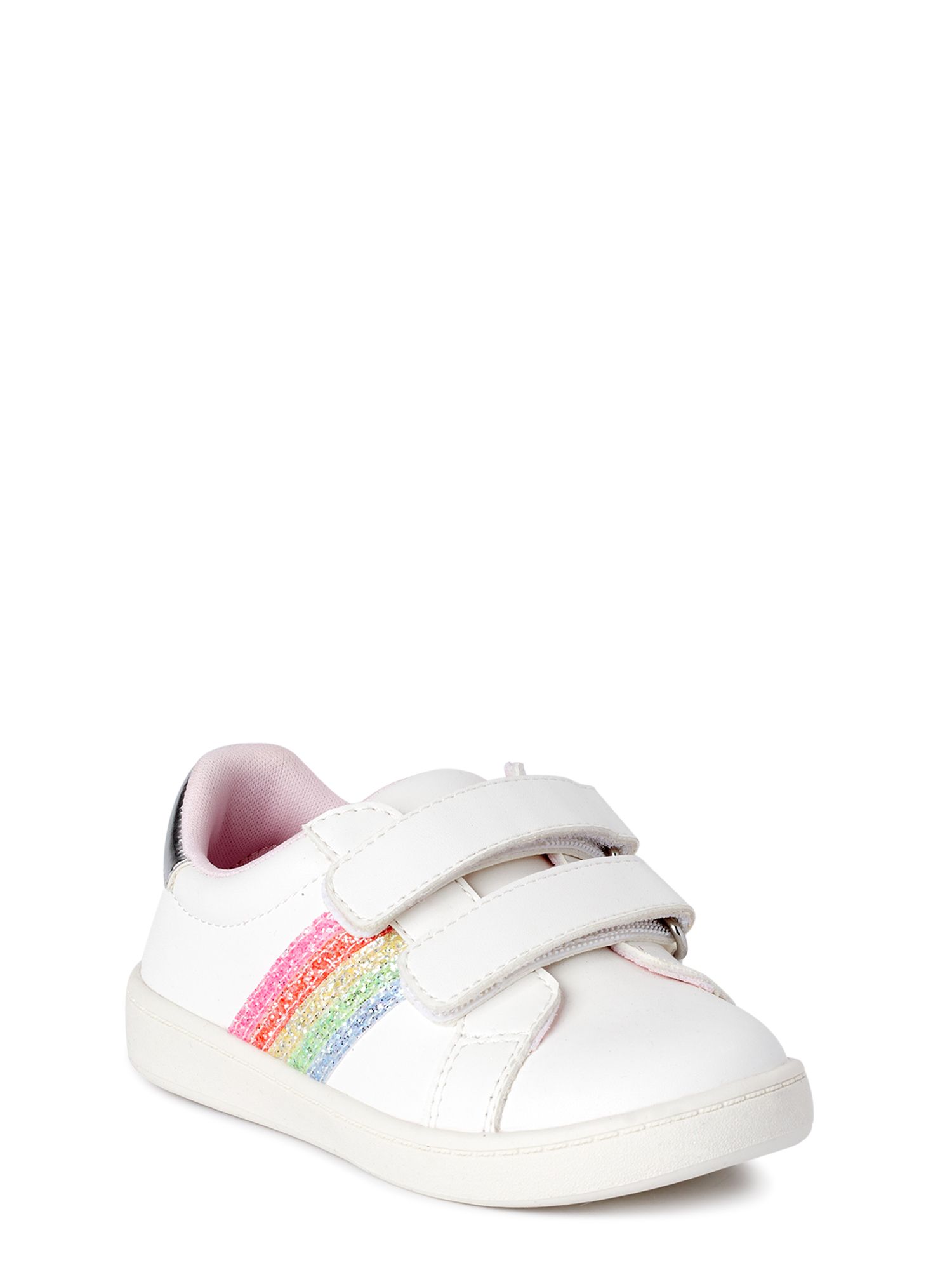Wonder Nation Toddler Girl Rainbow Stripe Hook & Loop Casual Low-Top Court Sneaker - Walmart.com | Walmart (US)