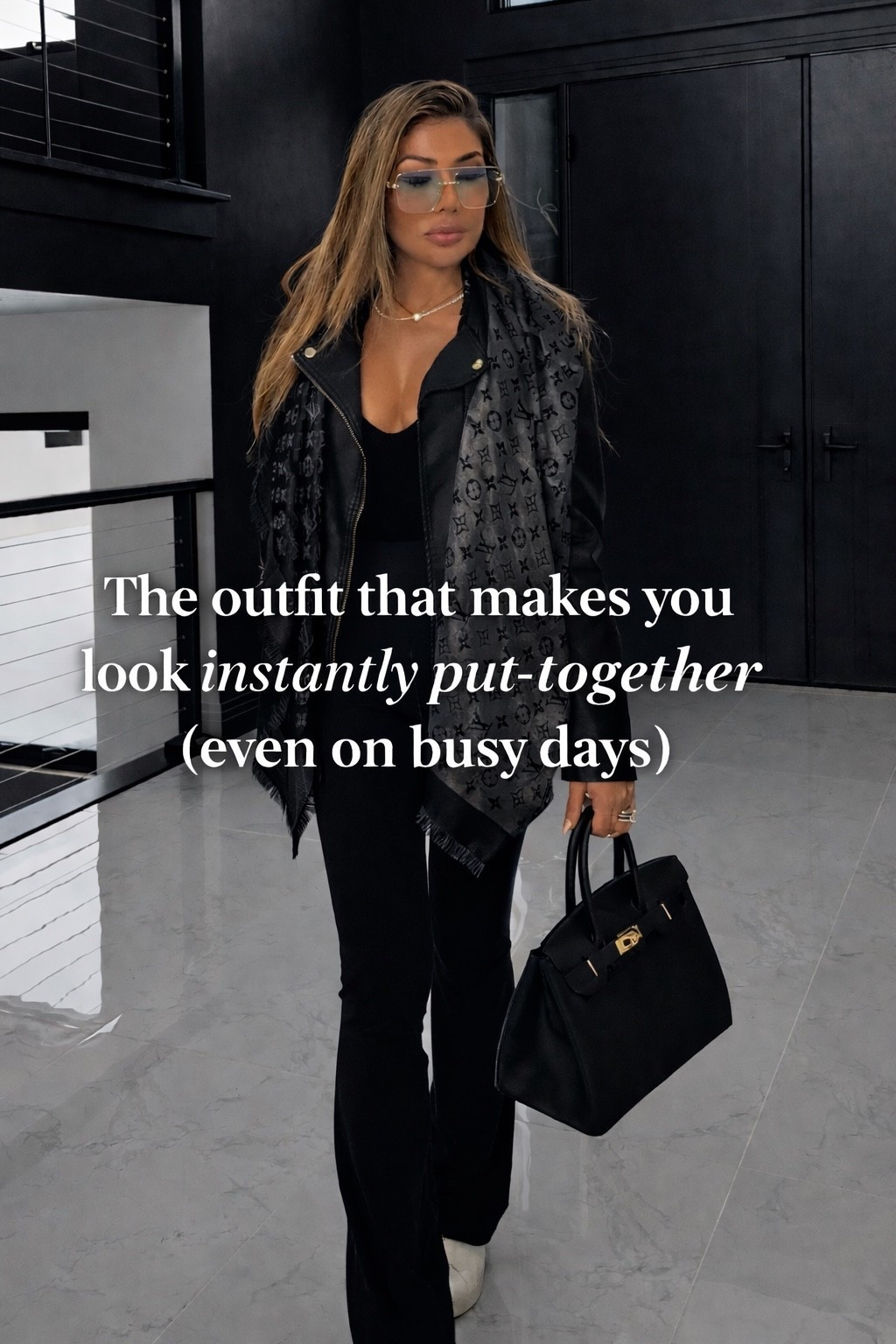 winter capsule wardrobe- This is the outfit I reach for when I want to look instantly put-together without thinking.
A monochrome black look always reads polished, modern, and intentional — even on the busiest days.

The foundation is simple: a sleek black base layered with a structured recycled leather biker jacket. The sharp lines, diagonal zip, and fitted shape give just enough edge while still feeling refined. This is one of those pieces that pulls an entire outfit together in seconds.

What makes this work so well is that black on black removes decision fatigue. Everything blends, everything looks elevated, and you never feel underdressed — whether you’re running errands, traveling, or heading to dinner.

Fit & feel:
• Jacket is fitted with a flattering waist shape
• Structured without feeling stiff
• Fully lined so it keeps its polish all day
• Size up if you want extra room for layering

This is a true capsule wardrobe piece — timeless, versatile, and high repeat-wear.

3 Ways to Wear It:
	1.	Everyday polish: Wear exactly like this with a black bodysuit or tank, sleek pants, and neutral sneakers or boots.
	2.	Travel uniform: Layer over leggings or tailored joggers with sunglasses and a structured tote for an elevated airport look.
	3.	Evening casual: Swap the bag for a clutch and add heeled boots or pumps — same outfit, instantly dinner-ready.

This is how you build a wardrobe that works harder for you — fewer pieces, better styling, effortless confidence.


monochrome outfit women, black capsule wardrobe, leather biker jacket women, effortless everyday outfit, minimalist capsule wardrobe, polished casual outfit women, black outfit ideas women, modern capsule style

#LTKTravel #LTKSeasonal #LTKootd